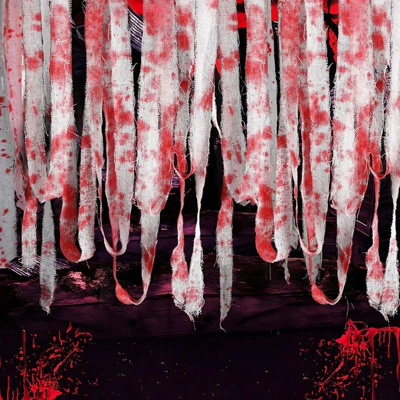 10/15M Halloween Bloody Cloth Strips Blood Gauze Bandage Haunted House Secret Room Horror Party Halloween Scene Decoration Props