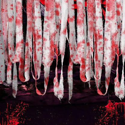 10/15M Halloween Bloody Cloth Strips Blood Gauze Bandage Haunted House Secret Room Horror Party Halloween Scene Decoration Props