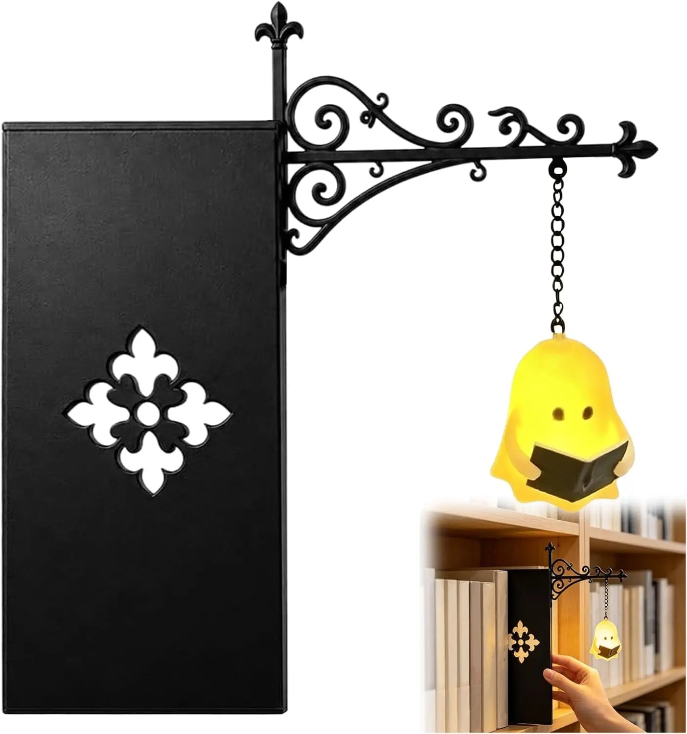 Halloween Retro Bookshelf Lighting Wall Mounted Reading Lamp Metal Gothic LED Night Light  for Studious Home Room Ornament