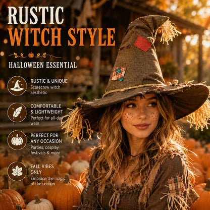 Halloween Witch Hat for Women, Pumpkin Patch Costume Accessory for Fall Festival