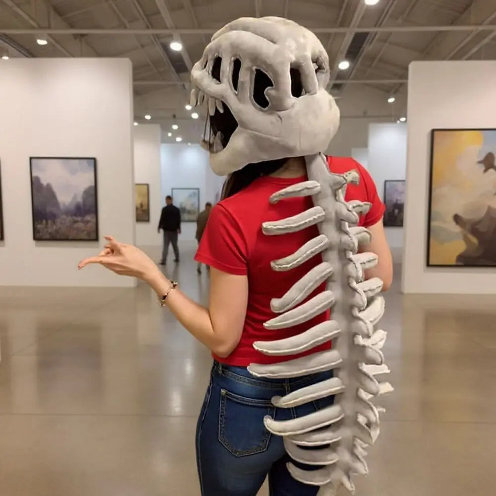 Halloween Cosplay Costume Dinosaur Skeleton Costume Costume Props Stuffed Plush Dinosaur Skeleton Hat Realistic Skeleton Pattern