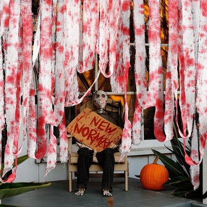 10/15M Halloween Bloody Cloth Strips Blood Gauze Bandage Haunted House Secret Room Horror Party Halloween Scene Decoration Props