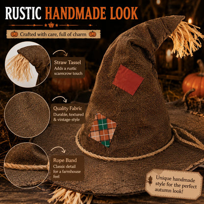 Halloween Witch Hat for Women, Pumpkin Patch Costume Accessory for Fall Festival