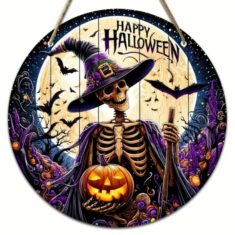 Halloween decoration Signs Halloween Wood Decorations Pumpkin Ghost Party Indoor and Outdoor Atmosphere Wooden Round Decorative