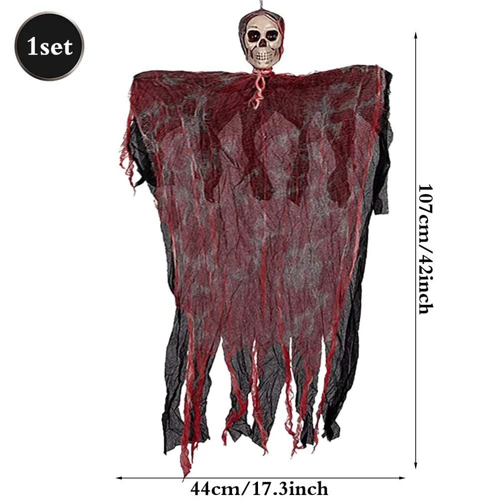 Halloween Horror Skeleton Ghost Outdoor Haunted House Ornaments Corpse Prop Skull Blood Yarn Ghostface Pendant Halloween Decor