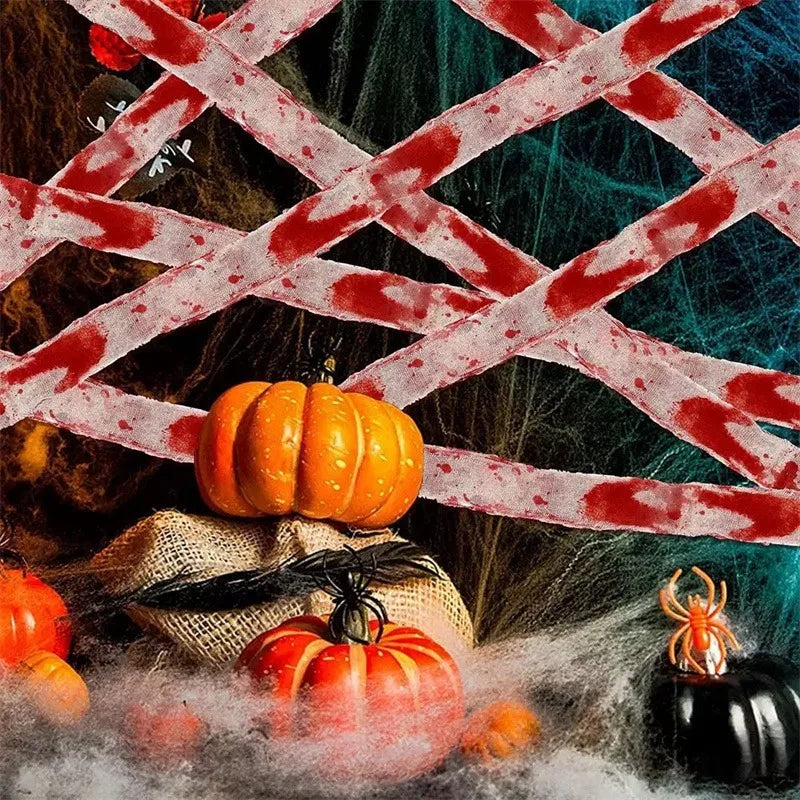 10/15M Halloween Bloody Cloth Strips Blood Gauze Bandage Haunted House Secret Room Horror Party Halloween Scene Decoration Props