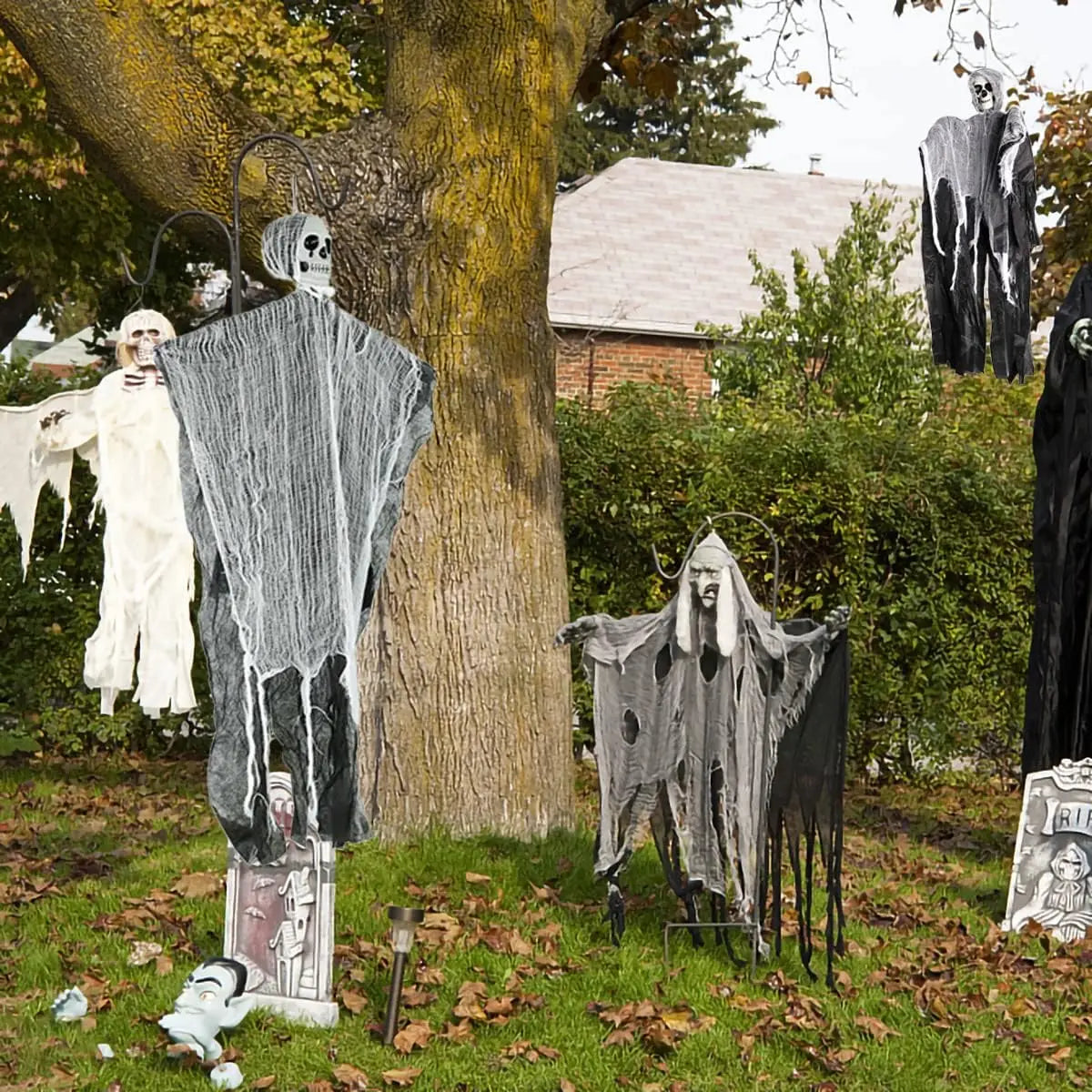 Halloween Horror Skeleton Ghost Outdoor Haunted House Ornaments Corpse Prop Skull Blood Yarn Ghostface Pendant Halloween Decor