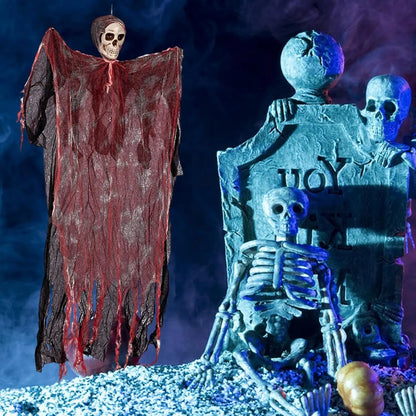 Halloween Horror Skeleton Ghost Outdoor Haunted House Ornaments Corpse Prop Skull Blood Yarn Ghostface Pendant Halloween Decor
