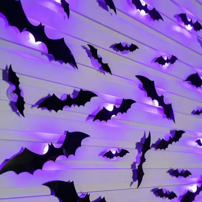 Halloween LED Night Light 3D Stereoscopic Bat Wall Decal PET Material Festival Party Home Wall Decoration Lamp