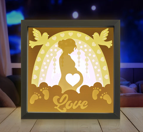 3D Layered Boho Rainbow Papercut Frame Picture  - Personalized Holiday Décor Design for Baby Gifts