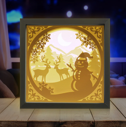 3D Layered Christmas Snowman Winter Papercut Frame Picture- Personalized Holiday Décor Design for Christmas Gifts