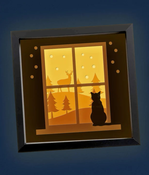 3D Layered Christmas Window Papercut Framed Picture - Perfect Christmas Home Décor & Gift