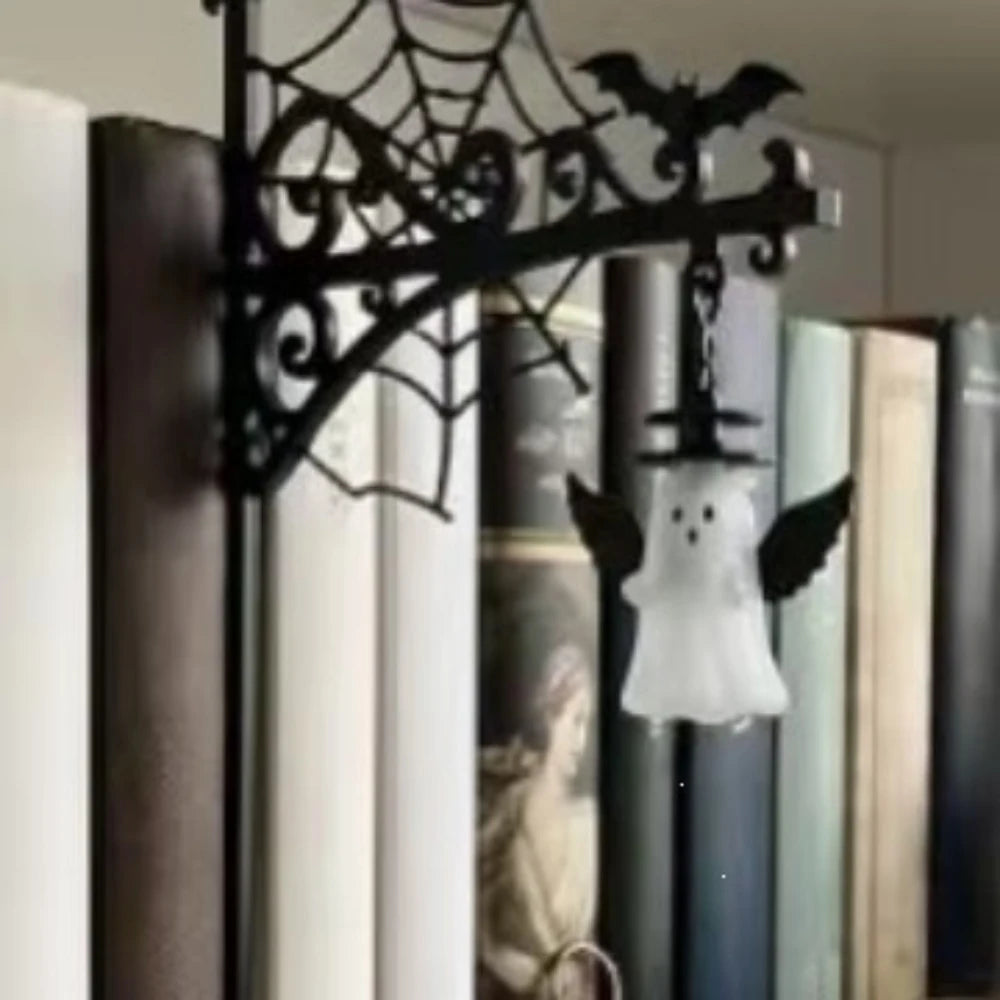 Halloween Retro Bookshelf Lighting Wall Mounted Reading Lamp Metal Gothic LED Night Light for Studious Home Room Ornament
