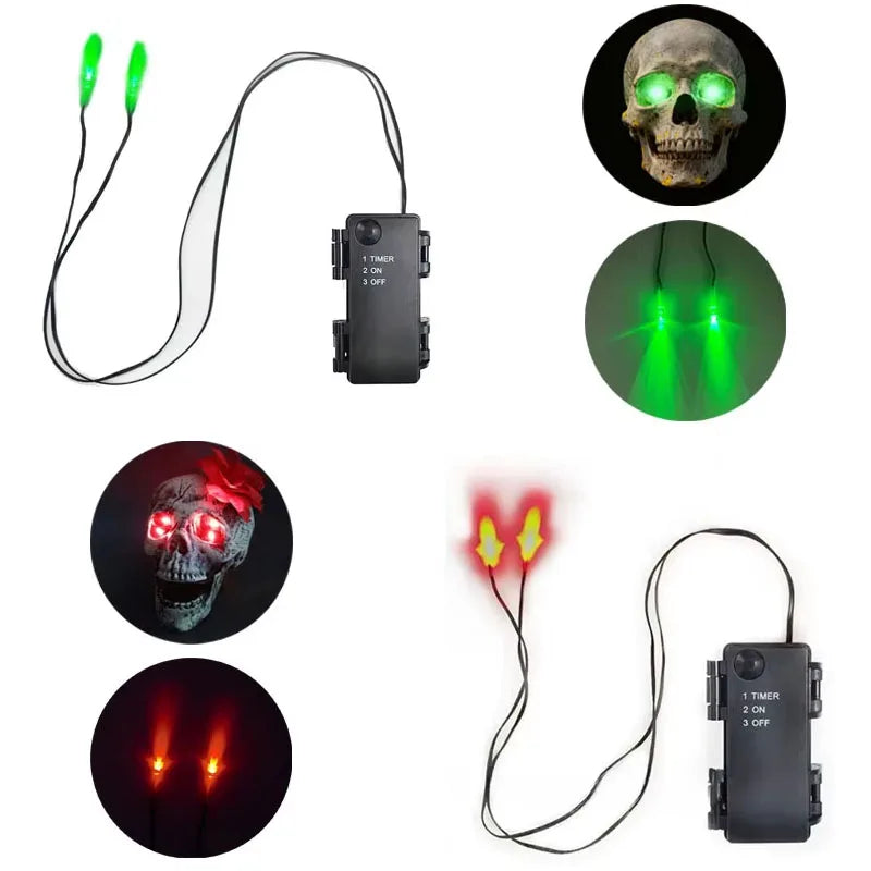 Halloween LED Glowing Eyes With Timer Light Up DIY Eyes for Skeleton Pumpkins Masks Tombstones Indoor Outdoor Horror Decorations