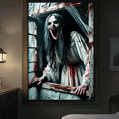 Horror skeleton tapestry, Halloween-themed photo background, room, garden, party supplies, Halloween decorations