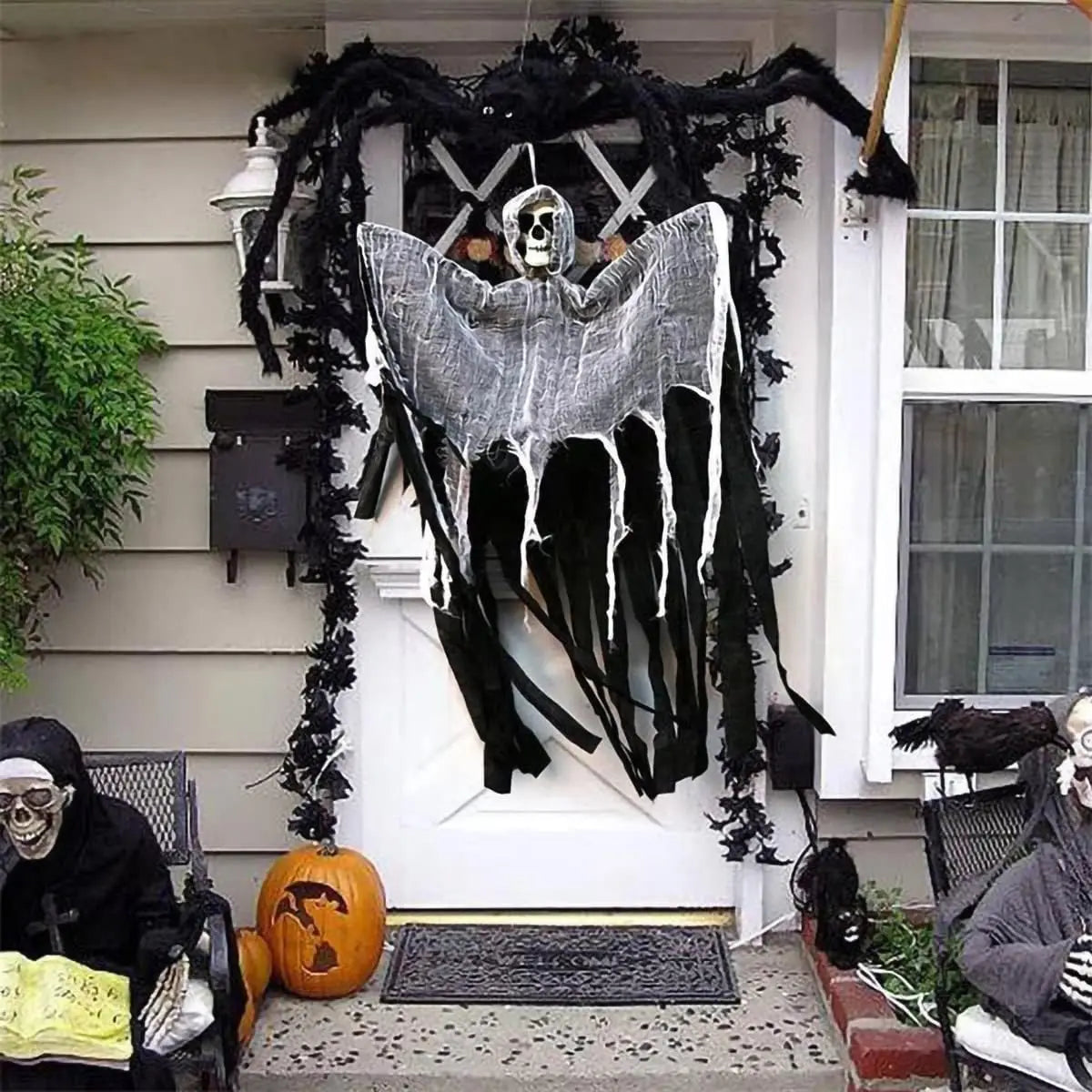 Halloween Horror Skeleton Ghost Outdoor Haunted House Ornaments Corpse Prop Skull Blood Yarn Ghostface Pendant Halloween Decor
