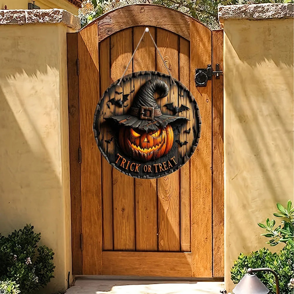 Halloween decoration Signs Halloween Wood Decorations Pumpkin Ghost Party Indoor and Outdoor Atmosphere Wooden Round Decorative