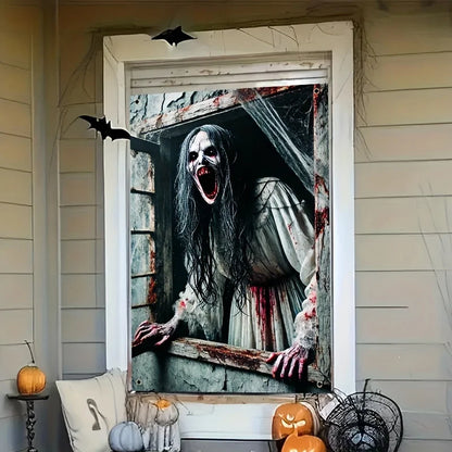 Horror skeleton tapestry, Halloween-themed photo background, room, garden, party supplies, Halloween decorations