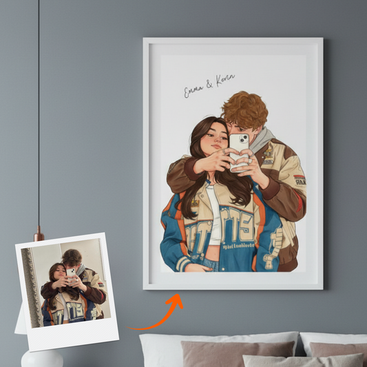 Custom Photo to Hand-Drawn Portrait Poster  Perfect Gift for Couple, Family, Friends - Best Moments Illustrated