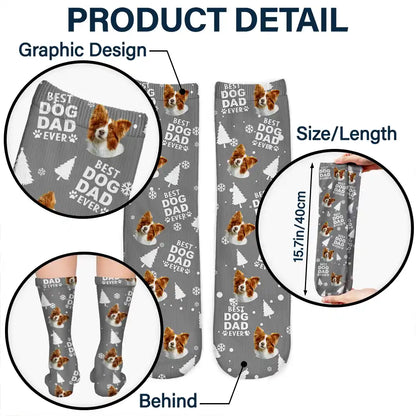 Custom Photo Best Dog Cat Dad Mom Ever Christmas - Personalized Socks