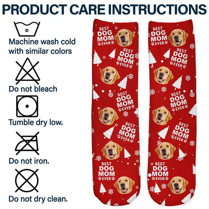 Custom Photo Best Dog Cat Dad Mom Ever Christmas - Personalized Socks