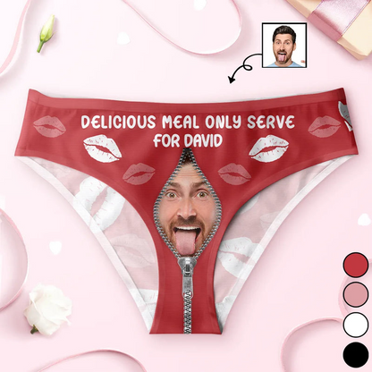 Custom Photo Delicious Meal Only Serve For You - Personalized Women's Low-waisted Brief