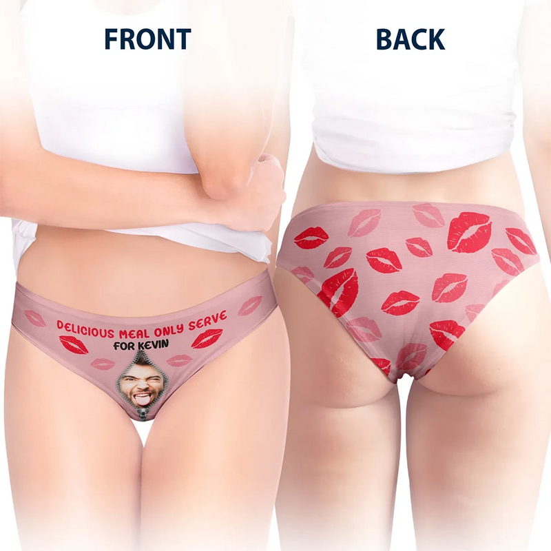 Custom Photo Delicious Meal Only Serve For You - Personalized Women's Low-waisted Brief