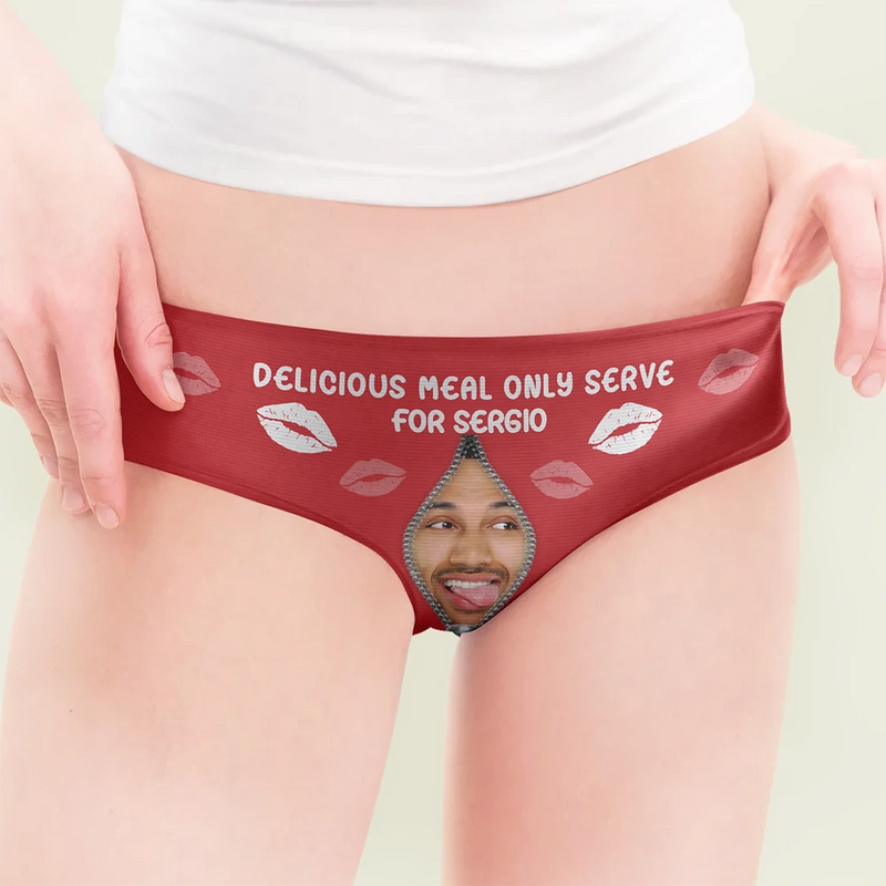 Custom Photo Delicious Meal Only Serve For You - Personalized Women's Low-waisted Brief