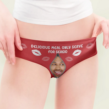 Custom Photo Delicious Meal Only Serve For You - Personalized Women's Low-waisted Brief