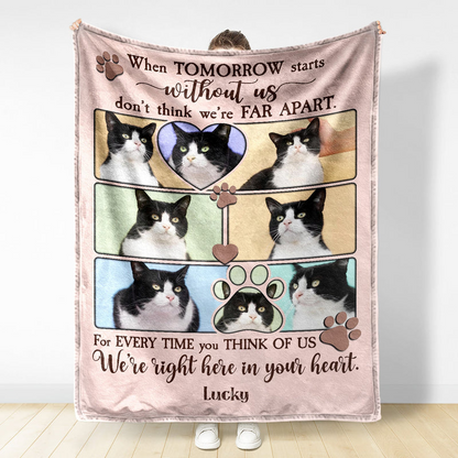 Custom Photo When Tomorrow Starts Without Me - Memorial Gift For Dog Lover, Cat Mom, Pet Loss - Personalized Fleece, Sherpa Blanket