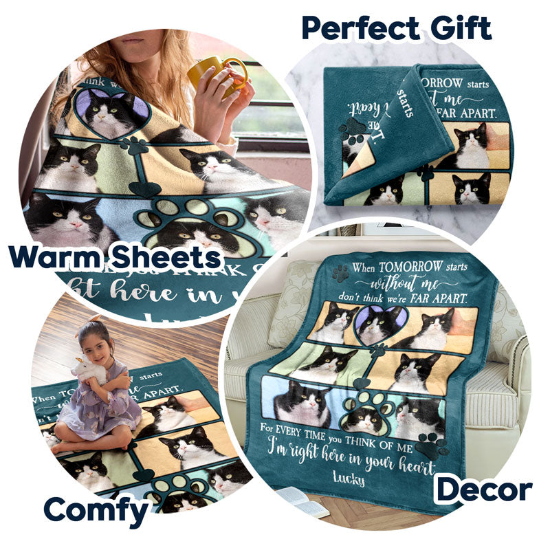 Custom Photo When Tomorrow Starts Without Me - Memorial Gift For Dog Lover, Cat Mom, Pet Loss - Personalized Fleece, Sherpa Blanket