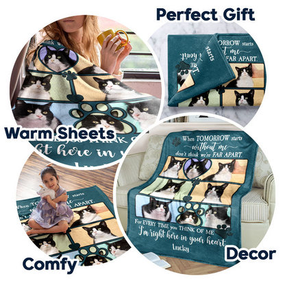 Custom Photo When Tomorrow Starts Without Me - Memorial Gift For Dog Lover, Cat Mom, Pet Loss - Personalized Fleece, Sherpa Blanket