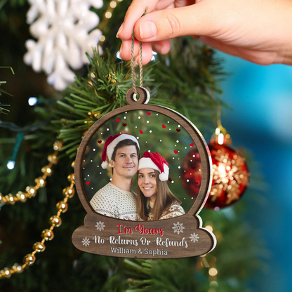 Custom Photo Snow Globe No Returns Or Refunds - Christmas Gift For Couples - Personalized 2-Layered Mix Ornament