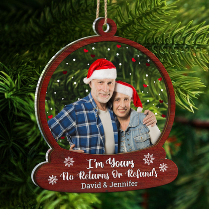 Custom Photo Snow Globe No Returns Or Refunds - Christmas Gift For Couples - Personalized 2-Layered Mix Ornament