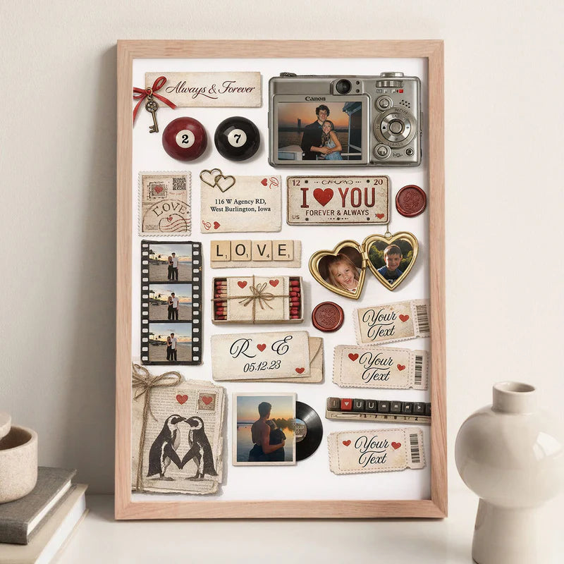 Custom Couple Matchbook Romantic Love Collage - Personalized Poster - Sentimental Gift for him, for her