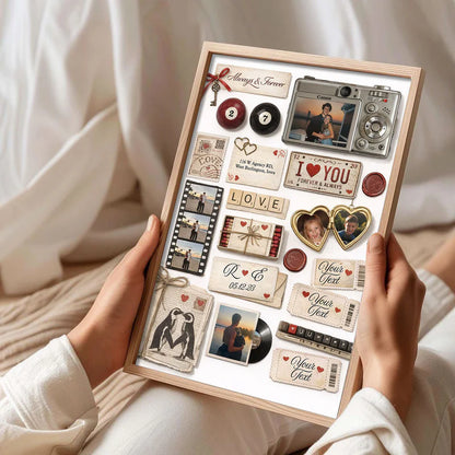 Custom Couple Matchbook Romantic Love Collage - Personalized Poster - Sentimental Gift for him, for her