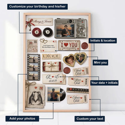 Custom Couple Matchbook Romantic Love Collage - Personalized Poster - Sentimental Gift for him, for her
