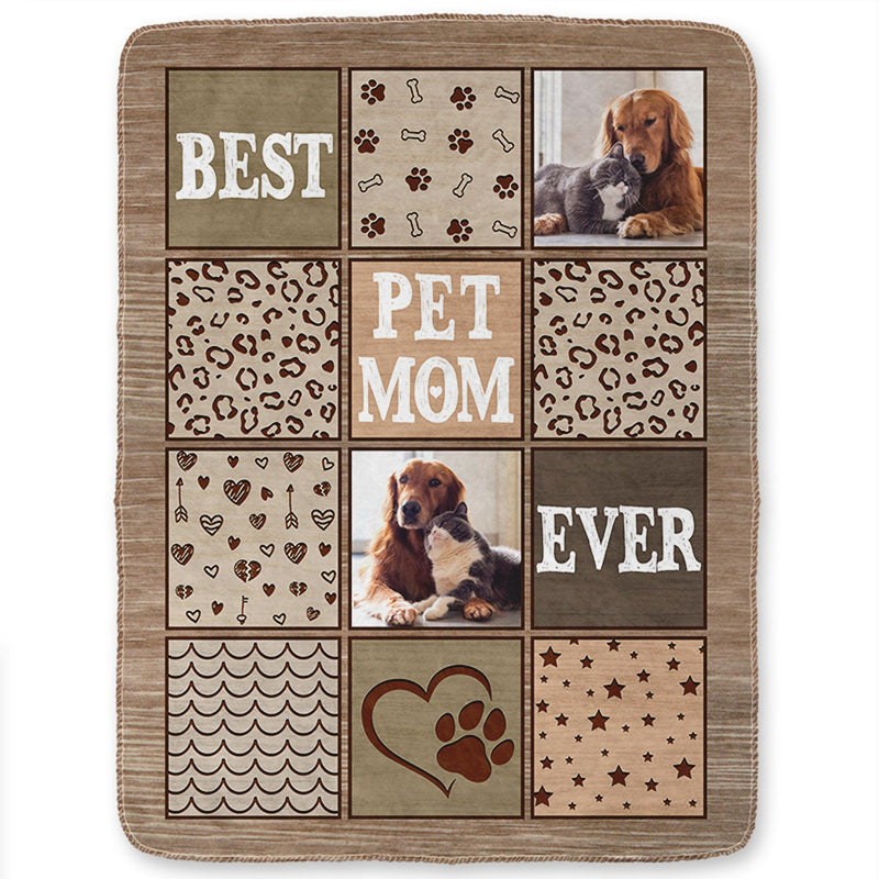 Custom Photo Best Dog Mom Ever - Gift For Pet Lovers - Personalized Fleece, Sherpa Blanket