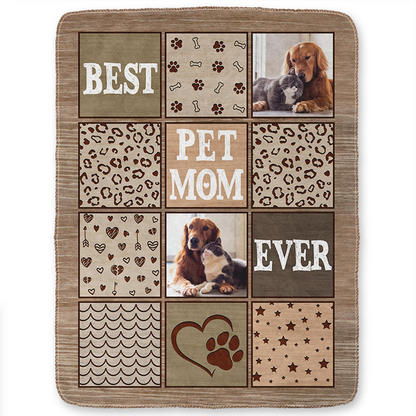 Custom Photo Best Dog Mom Ever - Gift For Pet Lovers - Personalized Fleece, Sherpa Blanket