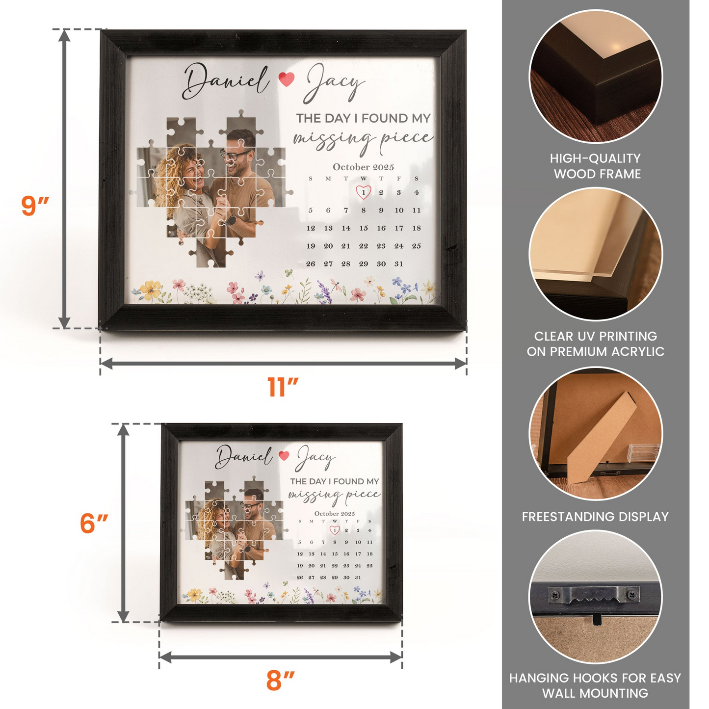 The Day I Found My Missing Piece Anniversary Gift - Personalized Photo LED Shadow Box