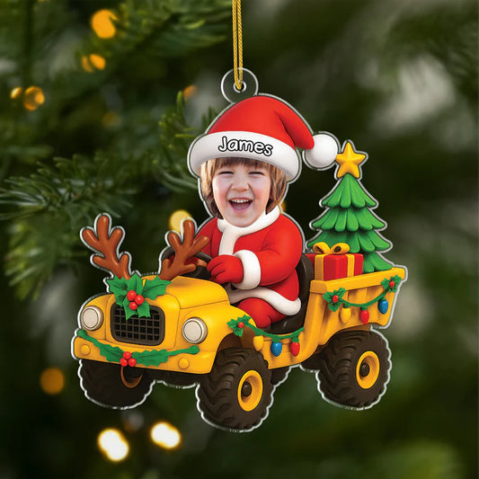 Personalised Photo Acrylic Christmas Tree Ornament For Kids