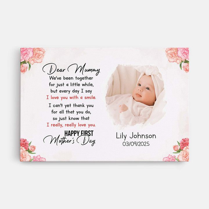 Personalised Dear Mummy Happy First Mother's Day Photo Canvas