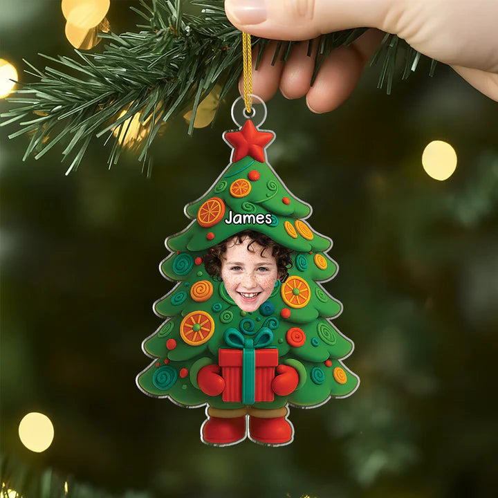 Personalised Photo Acrylic Christmas Tree Ornament For Kids