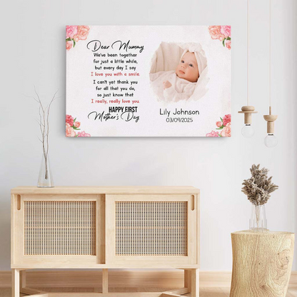 Personalised Dear Mummy Happy First Mother's Day Photo Canvas