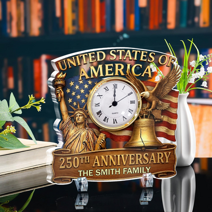 USA 250th Anniversary - Personalized Acrylic Desk Clock