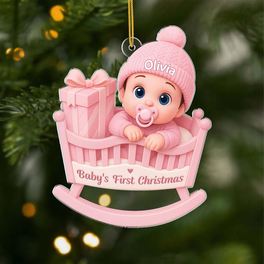 Personalised Acrylic Baby First Christmas Ornament for Newborns
