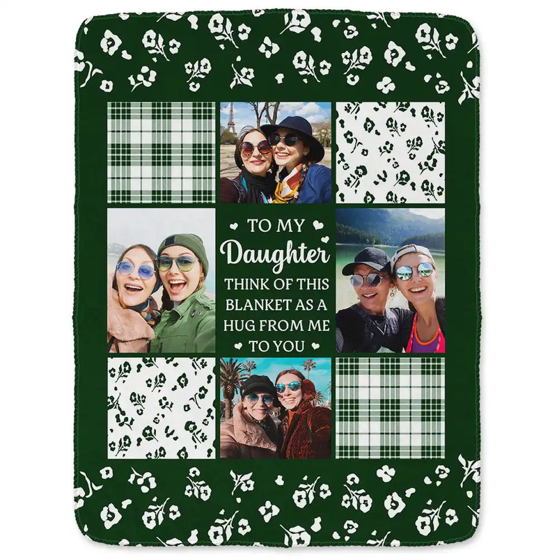 Custom Photo To My Mom Think Of This As A Hug From Me To You - Personalized Fleece Blanket, Sherpa Blanket