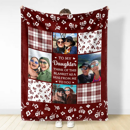 Custom Photo To My Mom Think Of This As A Hug From Me To You - Personalized Fleece Blanket, Sherpa Blanket