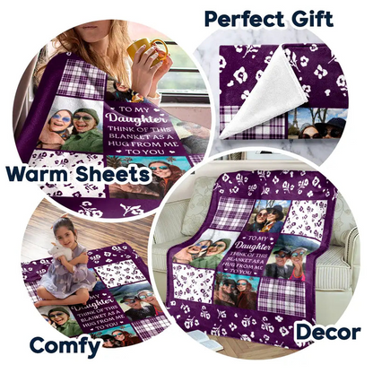 Custom Photo To My Mom Think Of This As A Hug From Me To You - Personalized Fleece Blanket, Sherpa Blanket