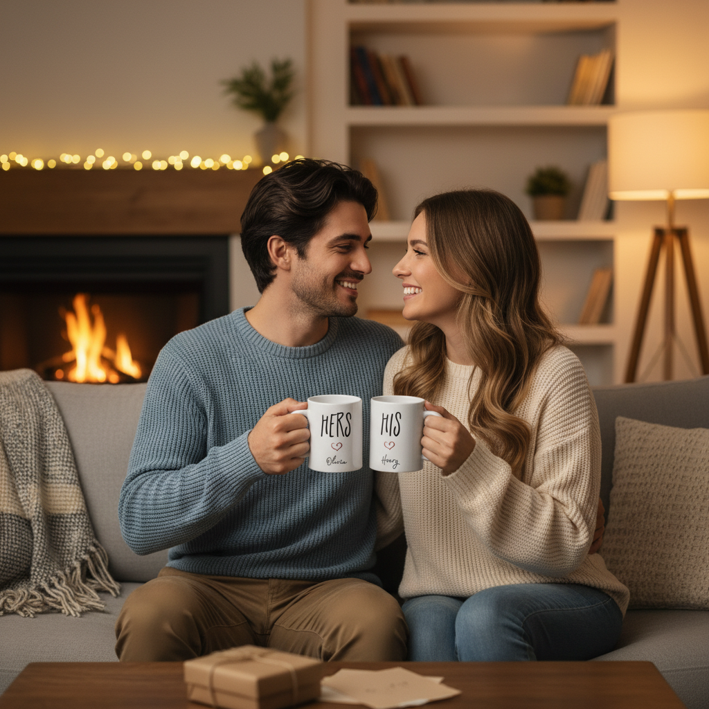 Personalized His & Hers Couple Mugs – Custom Name Mug Set for Valentine’s Day, Anniversaries, and Couples